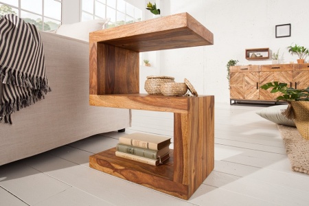 Handgemaakte bijzettafel S 60 cm Sheesham massief hout variabel instelbaar - Img 3