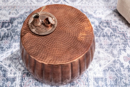 Handgemaakte salontafel MARRAKESCH 55cm koper met gehamerd design - Img 3