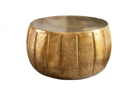 Handgemaakte salontafel MARRAKESCH 65 cm goud met gehamerd design - Img 6