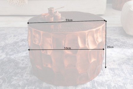 Handgemaakte salontafel ORGANIC ORIENT 53cm koper gehamerd design - Img 3