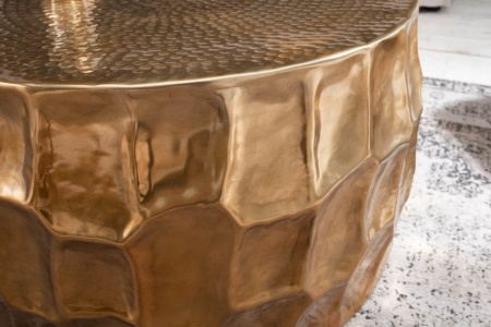 Handgemaakte salontafel ORGANIC ORIENT 68 cm goud gehamerd design - Img 5