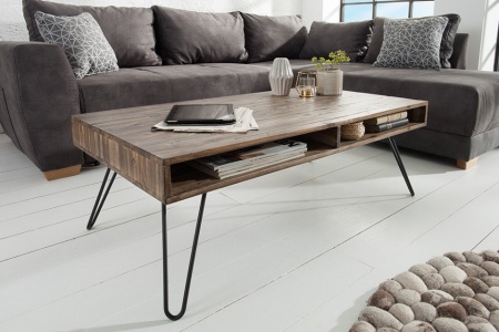 Handgemaakte salontafel SCORPION 110 cm acacia haarspeldpoten - Img 2