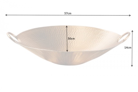 Handgemaakte sierschaal ORIENT 55cm goudkleurig metaal gehamerd design - Img 2