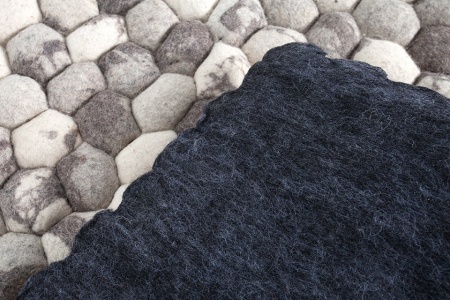 Handgeweven scheerwollen tapijt LIVING 200x120cm grijs vilt steen look - Img 4