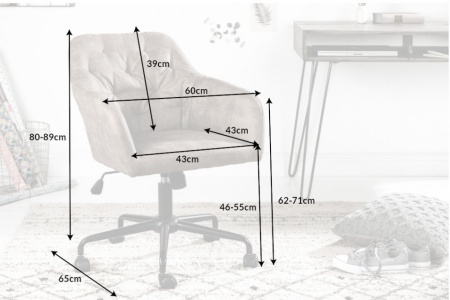 In hoogte verstelbare bureaustoel taupe met quilting - Img 4