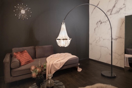 In hoogte verstelbare hanglamp ROYAL 204 cm zilver zwart met kroonluchter - Img 2