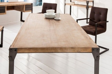 Industrieel design eettafel FACTORY 160cm witgekalkt acacia - Img 4