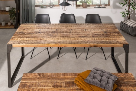 Industrieel Eettafel Massief mangohout industrieel design eettafel 160 cm - Img 6