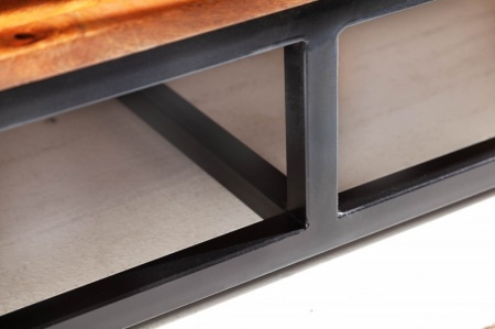 Industrieel tv-meubel WOOD ART 145cm mangohout met houten mozaïek handgemaakt - Img 6