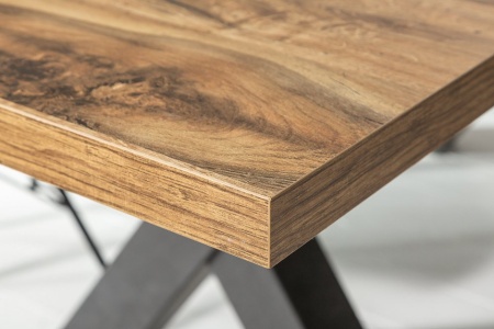 Industriële eettafel uitschuifbaar 140-190 cm eiken look met X-poten - Img 5