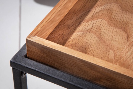 Industriële salontafel ELEMENTS 60 cm naturel eiken afneembaar blad - Img 5