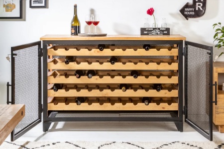 Industriële wijnkast BODEGA 127 cm naturel grenen wijnrek voor 55 flessen - Img 3