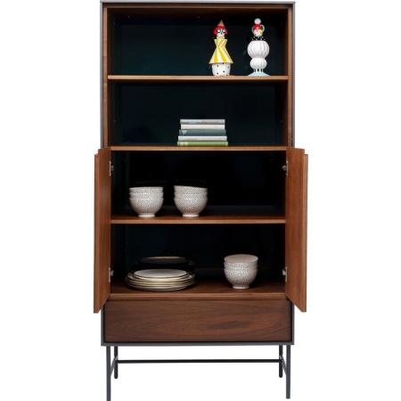 Kabinet /Vitrinekast Selina 82x170cm met notenhoutfineer in warm bruin - Img 4