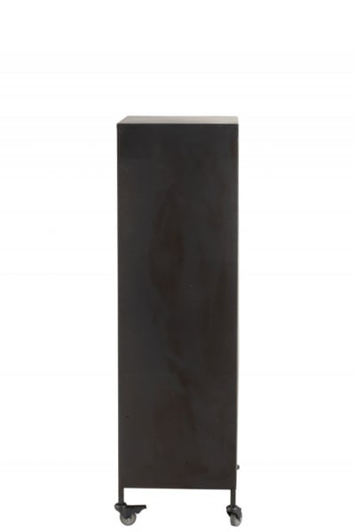 Kast Op Wielen 7 Laden Voor Wijnflessen Metaal/Hout Naturel - Img 2