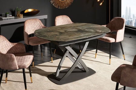 Keramiek eettafel Uitschuifbare 130-190 cm taupe marmer look - Img 5