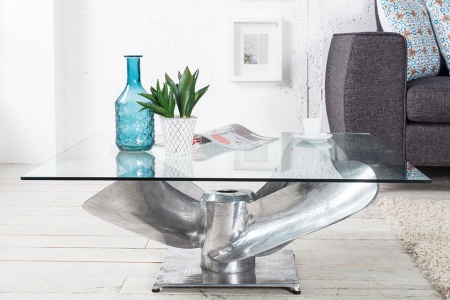 Maritieme salontafel OCEAN L 85cm zilveren antieke scheepsschroef met glazen blad - Img 3
