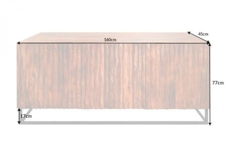 Massief dressoir 160cm mangohout naturel frontdesign - Img 2