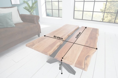 Massief houten salontafel AMAZONAS 120 cm acacia metaal zwarte boomrand - Img 8