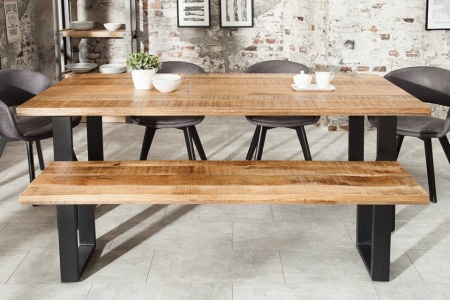 Massief Mangohout eettafel 180 cm ijzer industrieel design - Img 4