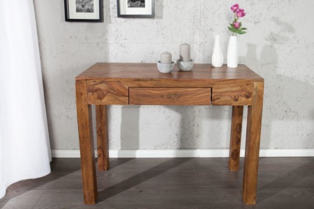 Massief secretaresse MAKASSAR 100cm consoletafel Sheesham steenafwerking Bureau met unieke nerf - Img 7