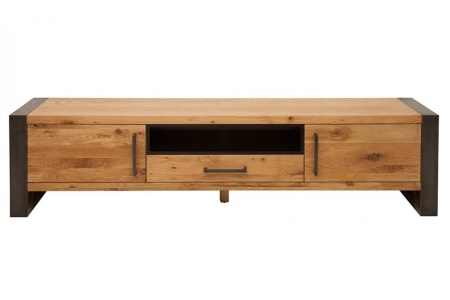 Massief tv-bord BIG 200 cm wild eiken geolied lowboard in industrieel design - Img 6