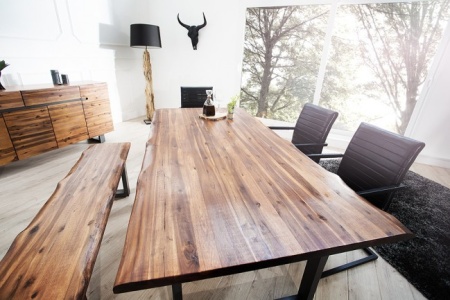 Massieve Acacia eiken-houten tafel Genesis 160cm Industrial look - Img 3