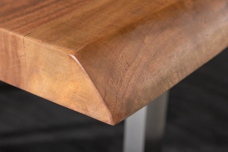 Massieve boomstam eettafel MAMMUT NATURE 300cm acacia 6cm tafelblad roestvrijstalen poten - Img 5