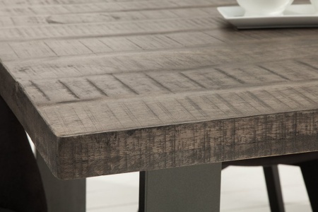 Massieve eettafel 160cm mangohout grijs ijzer industrieel design - Img 6