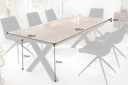 Massieve eettafel AMAZONAS 200cm bruin sheesham met X-onderstel - Img 8