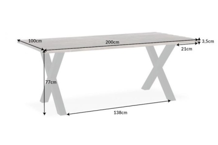 Massieve eettafel GENESIS VINTAGE 200cm acaciahout bruin met X-poten - Img 2