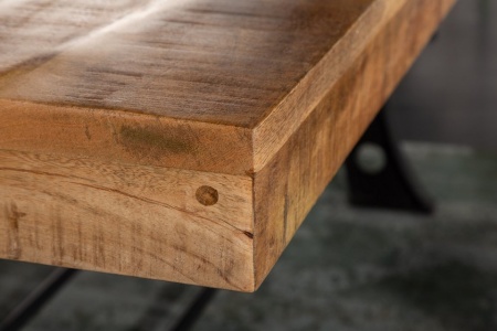 Massieve eettafel INDUSTRIAL 240 cm mangohout met zwart metalen frame - Img 8