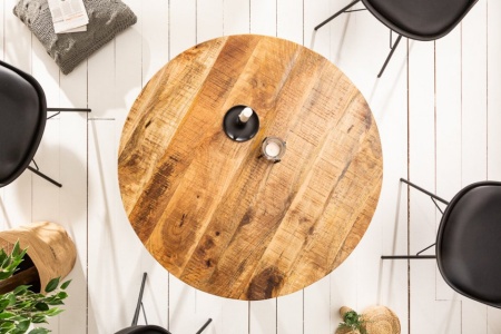 Massieve eettafel IRON CRAFT 80 cm rond natuurlijk mangohout - Img 4