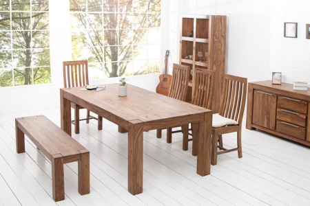 Massieve eettafel MAKASSAR 200 cm Sheesham unieke nerf - Img 2