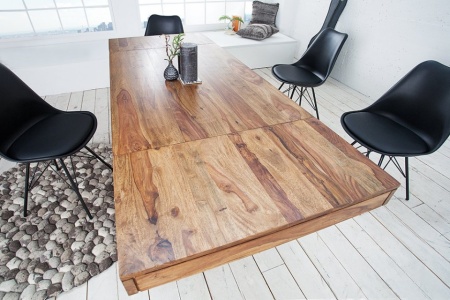 Massieve eettafel PURE 120-200cm Sheesham met verlengplaten met een unieke nerf - Img 2