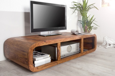 Massieve salontafel Curf 100 cm Sheesham Wood Stone Finish TV-Lowboard - Img 8
