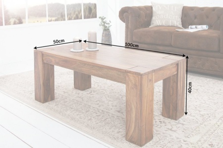 Massieve salontafel MAKASSAR 100 cm Sheesham unieke nerf - Img 7