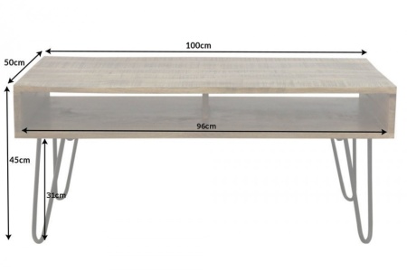 Massieve salontafel SCORPION 100 cm natuurlijke mangohouten haarspeldpoten - Img 2