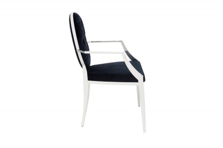 MODERN BAROCK fauteuil combineert symbiose van roestvrij staal en hoogwaardig zwart fluweel met knopen - Img 3