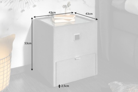 Modern nachtkastje BOUTIQUE 43 cm grijs fluweel met lade indirecte verlichting - Img 3