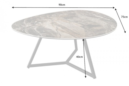 Moderne salontafel 90 cm taupe zwart marmer metaal keramiek gemaakt in Italië - Img 2