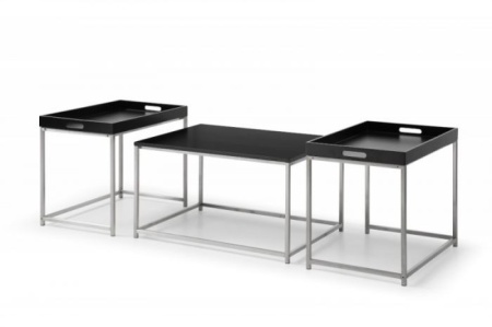 Moderne salontafel set van 3 ELEMENTS 75cm zwart stalen uitneembaar blad - Img 7