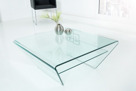 Moderne vierkant glazen transparant salontafel FANTOME 70 cm - Img 2