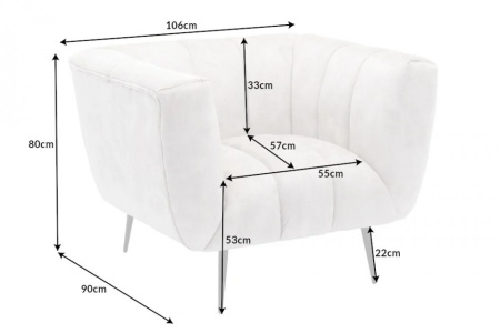 Retro fauteuil NOBLESSE 106cm champagne fluweel met sierstiksels - Img 4