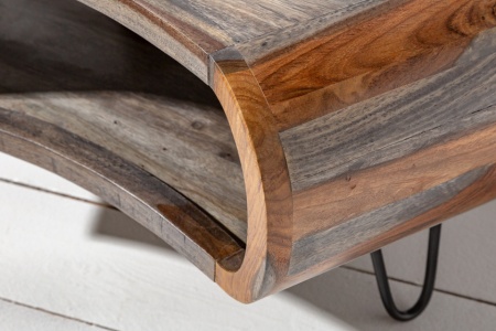 Retro salontafel LIVING 70 cm grijze rookafwerking Sheesham palissander met haarspeldpoten - Img 6