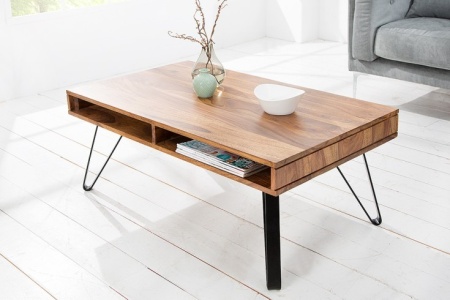 Retro salontafel SPIDER Sheesham 100cm metalen poten Stone Finish - Img 4