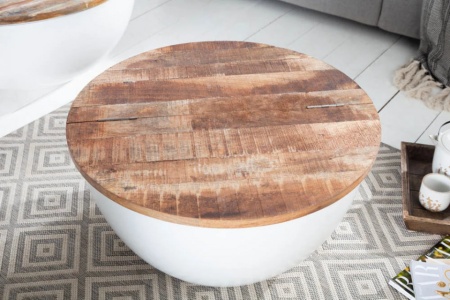 Salontafel Industrial Storage Wit 60cm Massief Mango Hout - Img 3