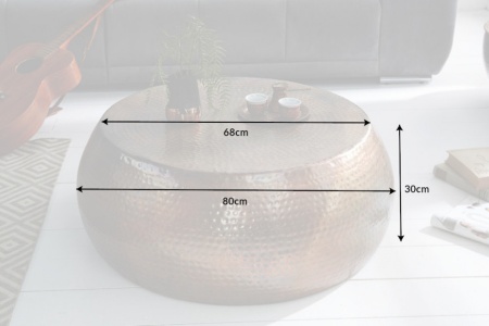 Salontafel Koper Handgemaakt 80cm gevlamd hamerslag design - Img 8