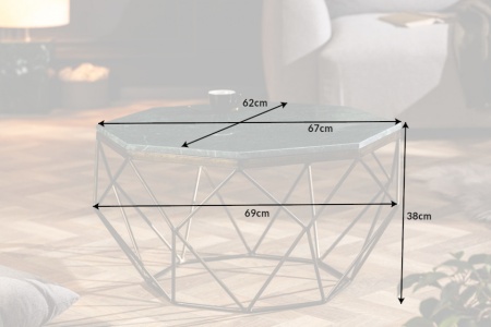 Salontafel Messing met Marmer Blad Groen Diamond 69 cm - Img 2