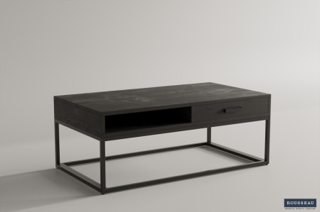 SALONTAFEL ZWART MANGO HOUT MET LADE 110cm - Img 3