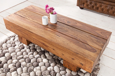 Solide design salontafel BOLT 100 cm Sheesham steen afwerking - Img 7
